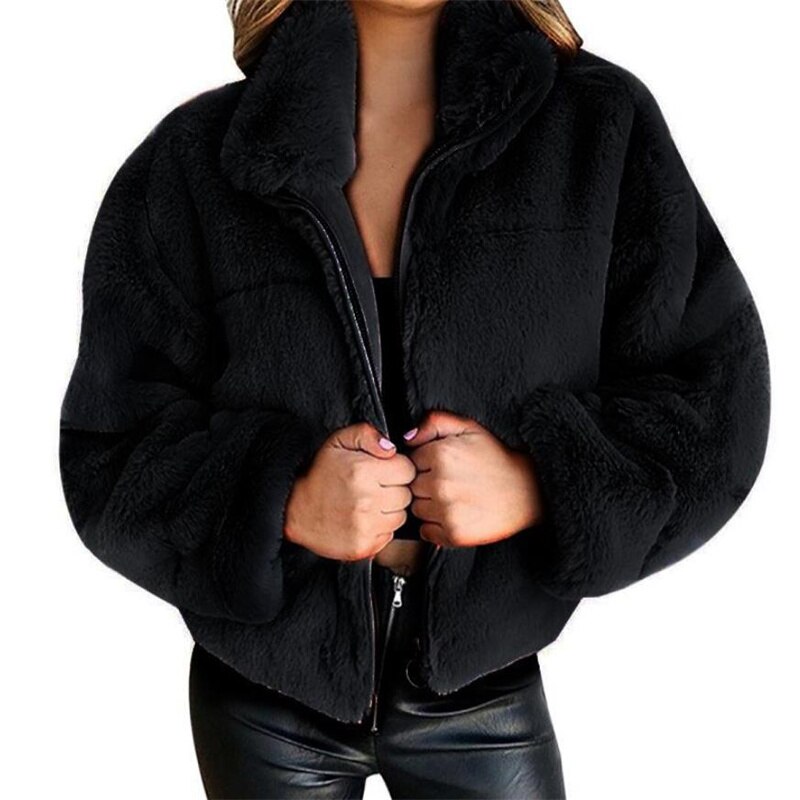 Women&#39;s Jacket Fashion Woman Coat Zip Pocket Casual Warm Fleece Basic Super Popular Outwear