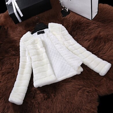 Savabien Cropped Solid Long Sleeve Furry Faux Rabbit Fur Coat Women Winter Warm Fake Jacket Harajuku Vintage Streetwear