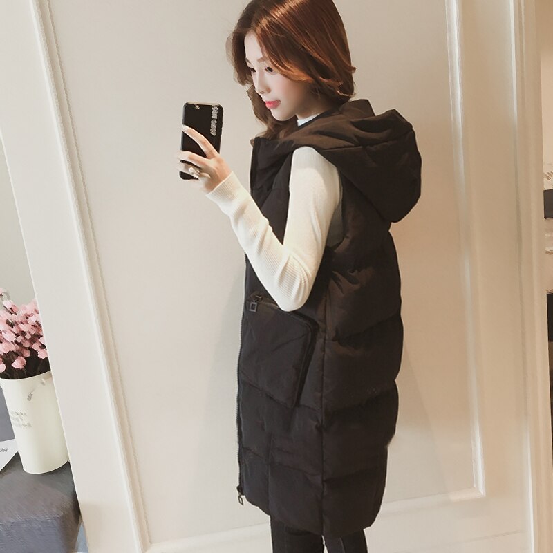 New Autumn Winter Coat Women Casual Waistcoat Female Sleeveless Cotton Vest Jacket Long Down