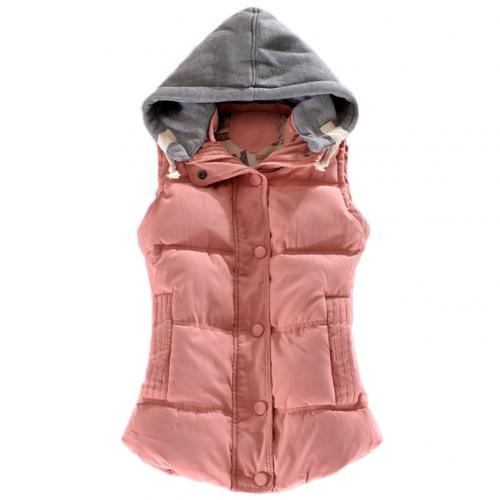 New Women Winter Cotton Padded Hooded Gilet Vest Zipper Sleeveless Waistcoat Jacket Vests Women's With Pockets