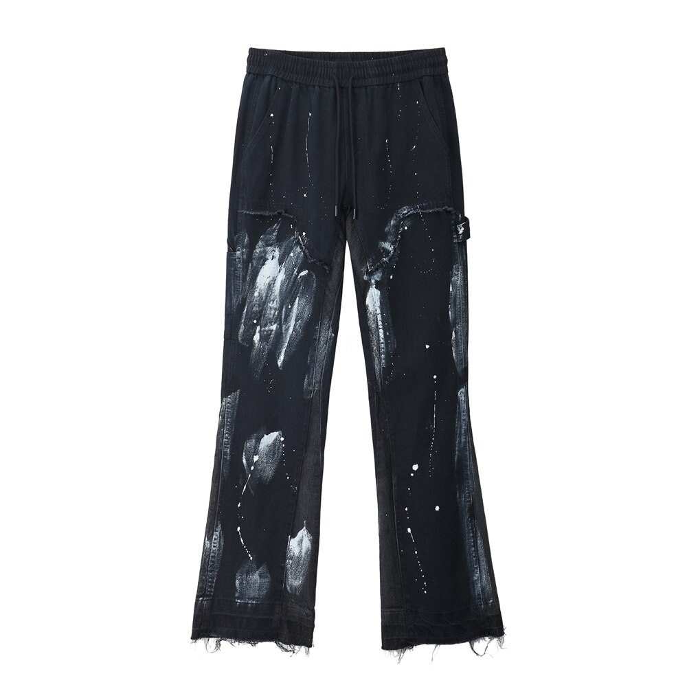 SEADER 2022 Hip Hop Denim Pants Flare Jeans Patchwork Men Streetwear Harajuku Baggy Autumn Harem Trousers