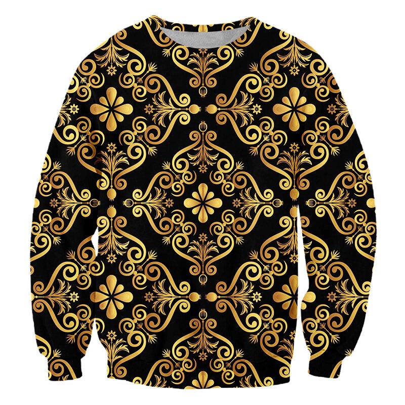 Baroque Court Crown Golden Flower Luxury Big Pattern Comfortable Design Pullover Brand Plus Size Men's Turtleneck Sweater