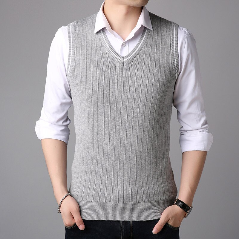 Solid Sweater Autumn Spring Pullovers Best Quality Nice Plus Size 4XL Men Sweaters Vest Cotton Pullover