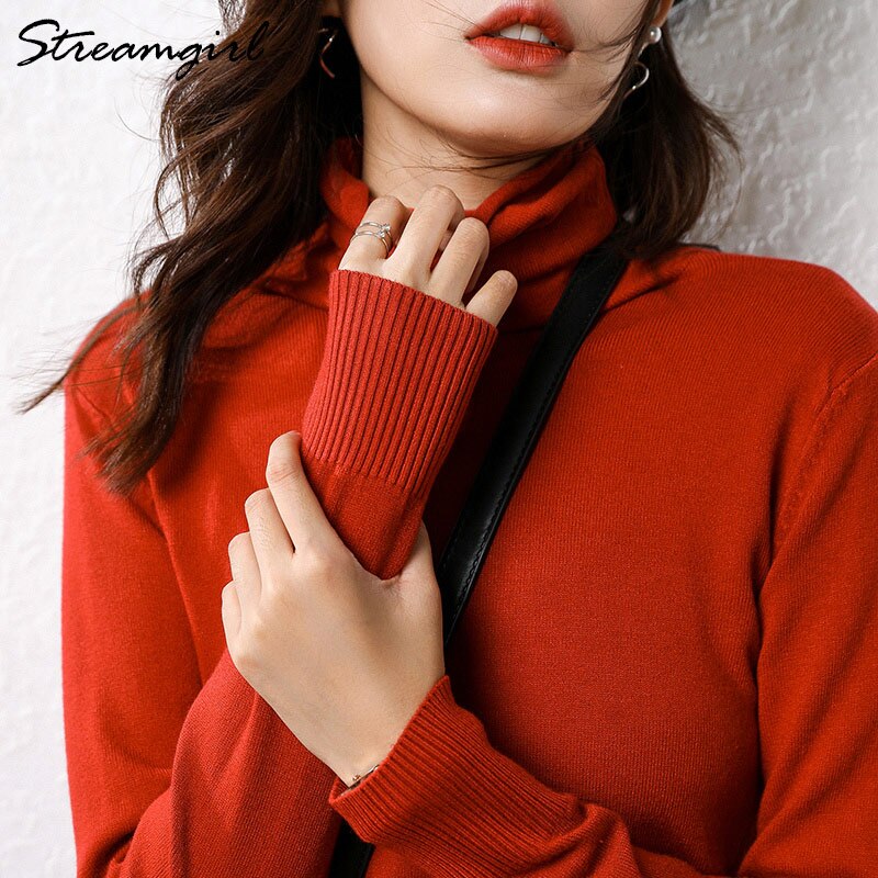 White Turtleneck Sweater Women Winter Clothes Women's Jumper Warm Knitted Turtle Neck Fall Sweaters For Woman 2022