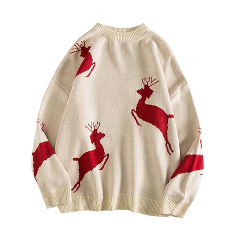 Christmas Couple Sweater Knitwear Clothing College Fashion Korean Style Lovers Women Family Look Matching Clothes Outfit Wear