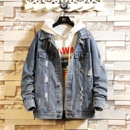 Fashion Denim Jackets Men Jeans Slim Fit Mens And Coats Bomber Jacket Streetwear Casual Cotton M-3XL