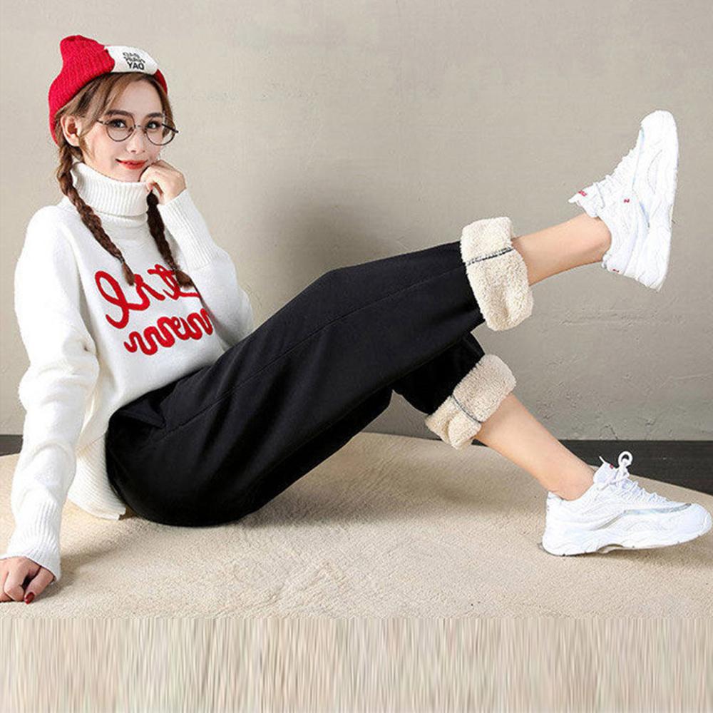 Winter Women Sweatpants High Waist Sport Running Gym Fleece Sports Pants Casual Ladies Girls Drawstring Long Joggers