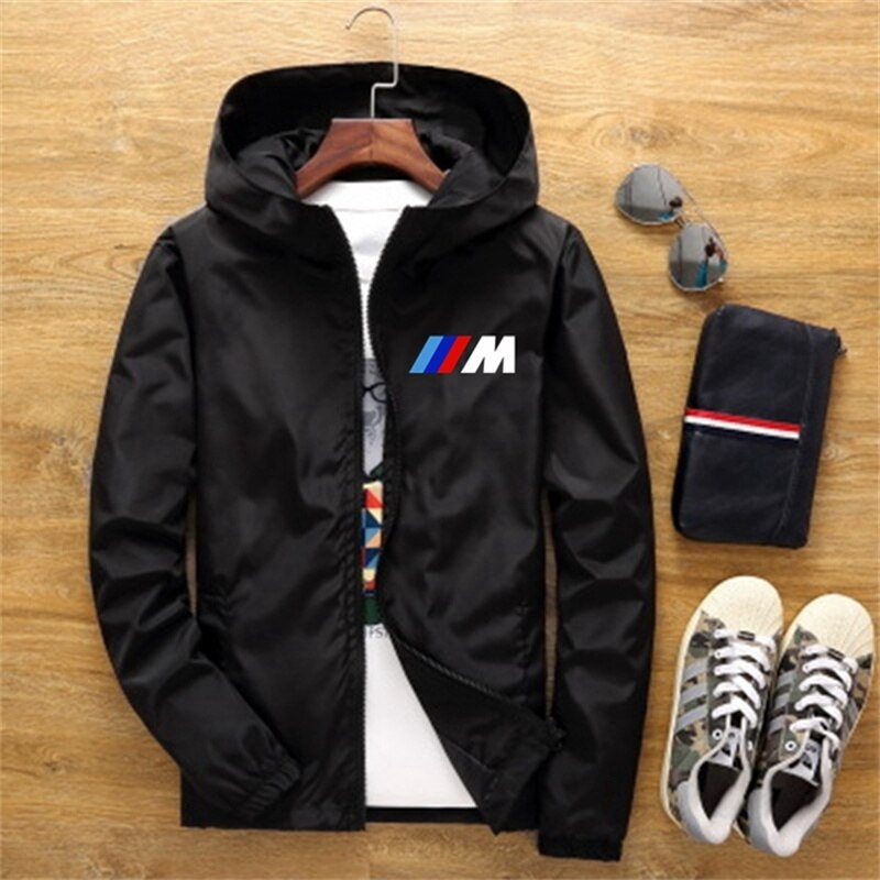 Men's Jacket Spring Fall Fashion BMW Print Slim Top Casual Baseball Bomber Zipper Large Size 7XL