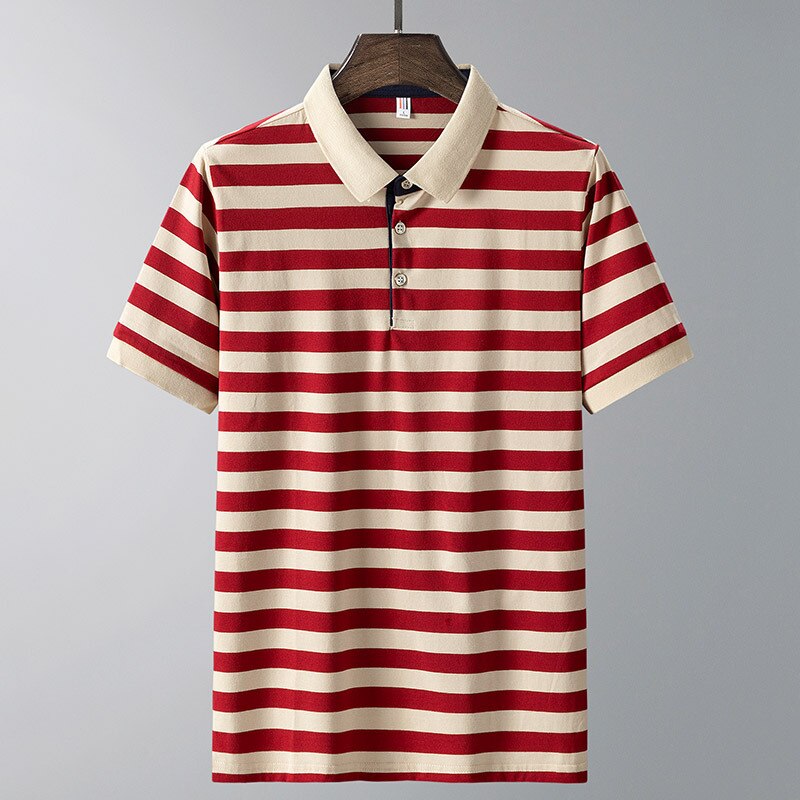 Striped Polo Shirt Men Summer Short Sleeve Fashion Tees Tops Casual Male Plus Size 8XL High Quality HA200