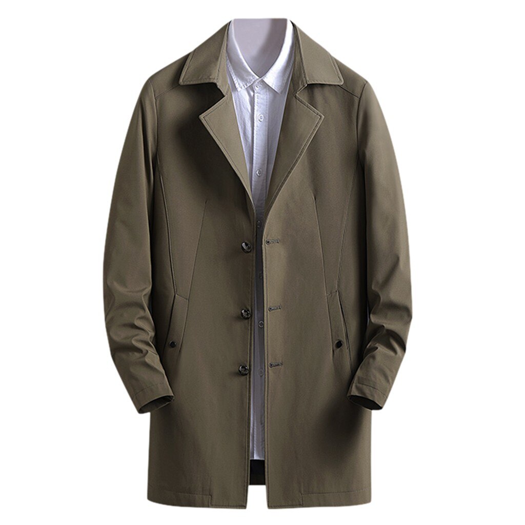 Autumn Winter Outdoor Men Long Coat Solid Color Wool Blends Jacket Formal Casual Business Overall Coats Trench