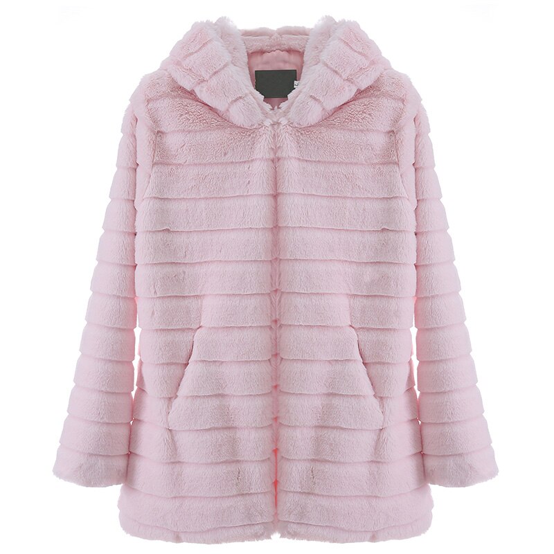 New Fashion Women Faux Fur Long Hooded Coat Autumn Winter Thick Warm Jacket Female Plus Size Outdoor Overcoat Casual Outwear