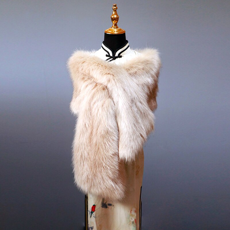 Woman Faux Fur Coat Winter Warm Jacket Bridal Shawl Wraps Bolero Female Wedding Cape Outerwear Lady Dresses Evening Party Coats