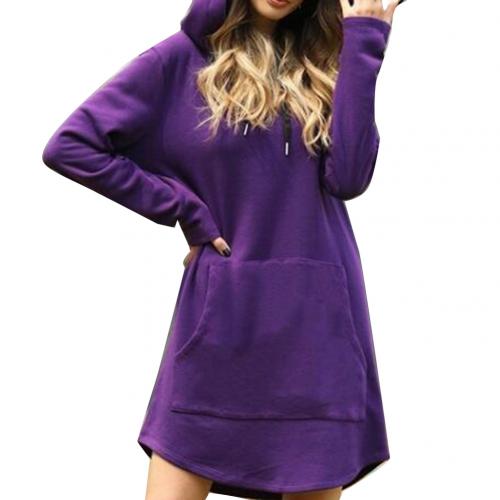 Hoodies Dress Women Autumn Winter Casual Sweatshirt 2022 New Ladies Long Sleeve Pocket Pullover Mini 6 Color