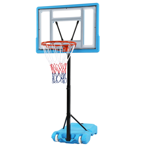 PVC透明板 篮框可调节115-135cm 篮球架 泳池边 最大适用7#球 N002 蓝色 LX-B064S-6