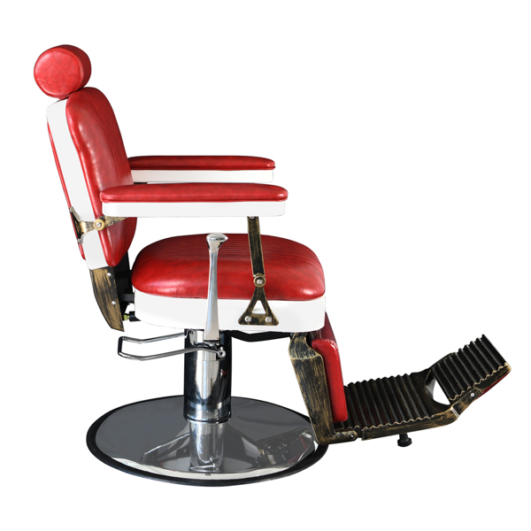 PVC皮套  ABS扶手壳 圆盘 特大泵 可放倒 理发椅 300lbs 红色 HZ8753 N001-4