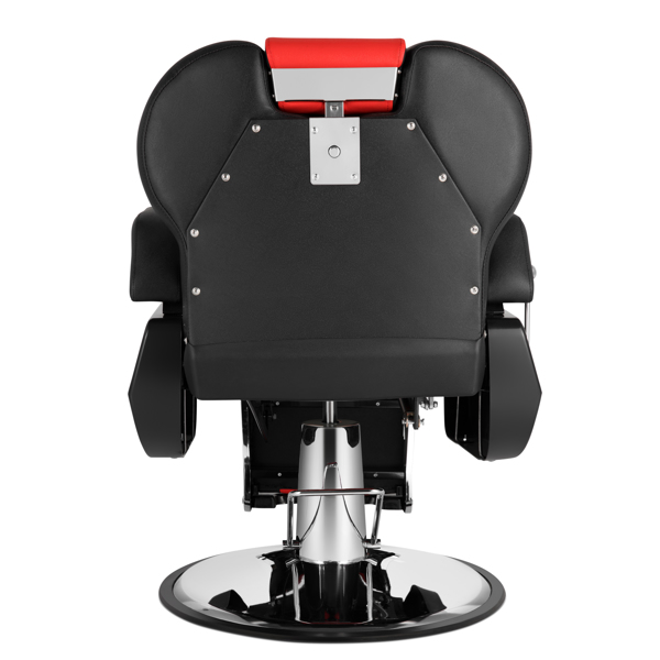 PVC皮套 ABS扶手壳 圆盘带搁脚 可放倒 理发椅 300.00lbs 红黑色 HZ8702C N002-25
