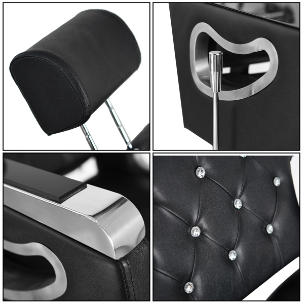 PVC皮套 电镀方盘带搁脚 可放倒 理发椅 300.00lbs 黑色 HZ88111 N001-31