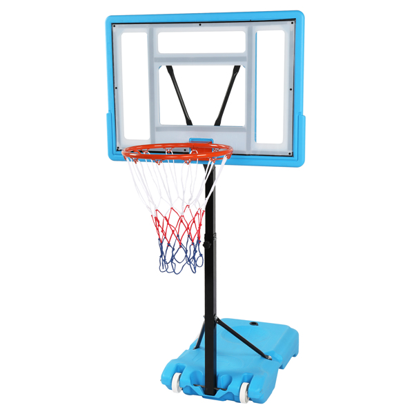 PVC透明板 篮框可调节115-135cm 篮球架 泳池边 最大适用7#球 N002 蓝色 LX-B064S-29
