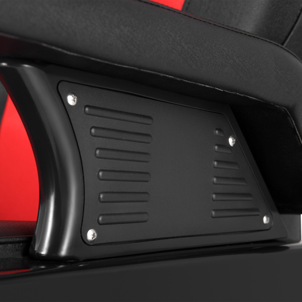 PVC皮套 ABS扶手壳 圆盘带搁脚 可放倒 理发椅 300.00lbs 红黑色 HZ8702C N002-46