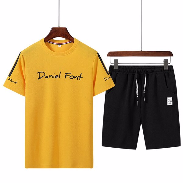 运动服男式休闲品牌T恤2022 T恤短裤短裤短裤夏季新时尚运动套装男式套装-1