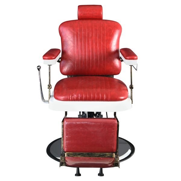 PVC皮套  ABS扶手壳 圆盘 特大泵 可放倒 理发椅 300lbs 红色 HZ8753 N001-24