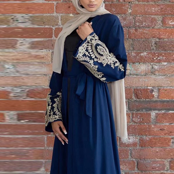 Kaftan Dubai Abaya和服开衫穆斯林头巾连衣裙土耳其沙特阿拉伯非洲女装Caftan长袍伊斯兰教服装-13