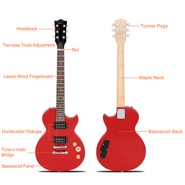 【AM不售卖】Glarry GLP101 双线圈拾音器 玫瑰木指板 GLP电吉他 红色-4