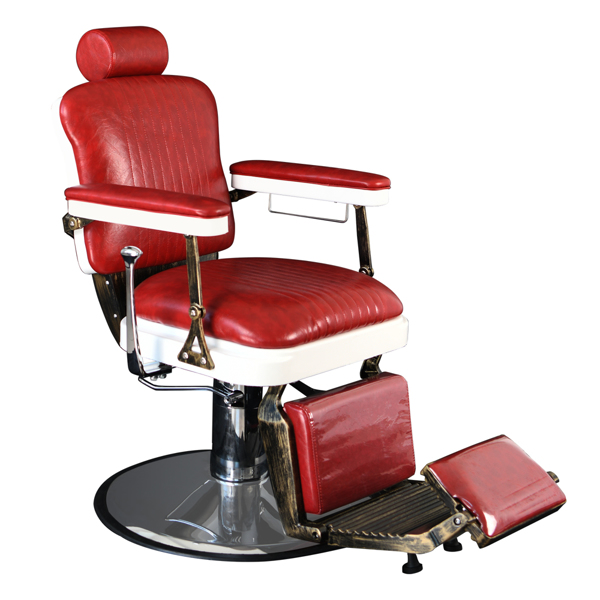 PVC皮套  ABS扶手壳 圆盘 特大泵 可放倒 理发椅 300lbs 红色 HZ8753 N001-5