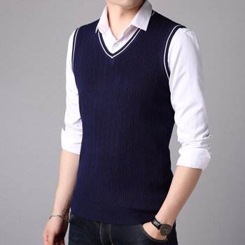 纯色毛衣秋春套头衫最佳品质尼斯加大码4XL男式毛衣背心棉质套头衫