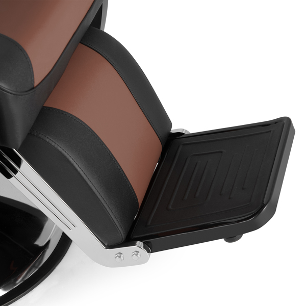 PVC皮套 ABS扶手壳 圆盘带搁脚 可放倒 理发椅 300.00lbs 黑棕色 HZ8702C N001-40