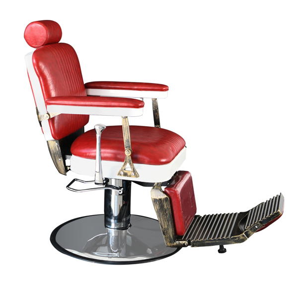 PVC皮套  ABS扶手壳 圆盘 特大泵 可放倒 理发椅 300lbs 红色 HZ8753 N001-8