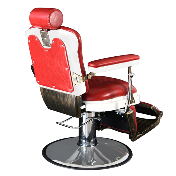 PVC皮套  ABS扶手壳 圆盘 特大泵 可放倒 理发椅 300lbs 红色 HZ8753 N001-11