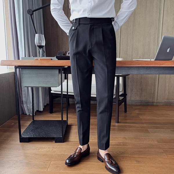 个性男装长裤办公室社交商务套装休闲修身婚礼街头长裤Pantalone Hombre-6