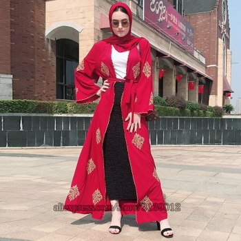 开放式迪拜Abaya和服开襟羊毛衫穆斯林头巾连衣裙Kaftan Abayas伊斯兰女装Caftan Marocain卡塔尔长袍Musulman