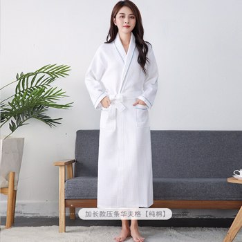 秋季华夫格棉性感长袍女式优质酒店和服晨衣桑拿水疗家庭浴袍