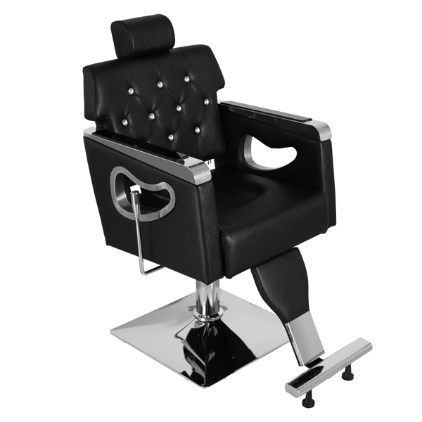 PVC皮套 电镀方盘带搁脚 可放倒 理发椅 300.00lbs 黑色 HZ88111 N001-26
