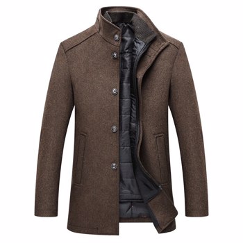 冬季男式羊毛夹克修身厚款保暖外套可调节背心男式羊毛单排扣夹克男式品牌Clot
