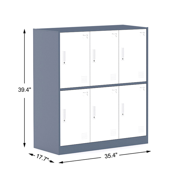 CJC 6 Doors Storage Cabinet with Card Slot, Metal Locker Organizer