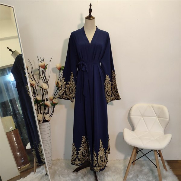 Kaftan Dubai Abaya和服开衫穆斯林头巾连衣裙土耳其沙特阿拉伯非洲女装Caftan长袍伊斯兰教服装-8