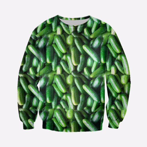 时尚3D印花泡菜服装艺术街头服饰男式女式套头衫趣味中性连帽衫/运动衫/拉链TY-2300-1