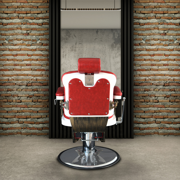 PVC皮套  ABS扶手壳 圆盘 特大泵 可放倒 理发椅 300lbs 红色 HZ8753 N001-31