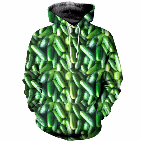 时尚3D印花泡菜服装艺术街头服饰男式女式套头衫趣味中性连帽衫/运动衫/拉链TY-2300-2