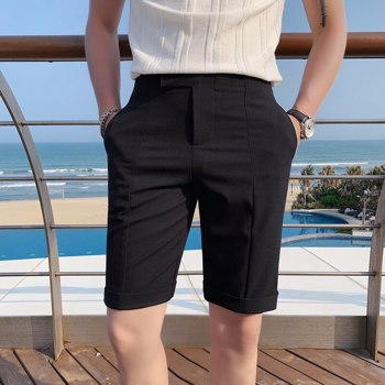纯色商务长裤2022英国夏季男士休闲修身套装短裤街头服饰半身