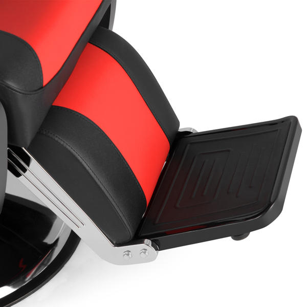 PVC皮套 ABS扶手壳 圆盘带搁脚 可放倒 理发椅 300.00lbs 红黑色 HZ8702C N002-24