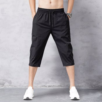 男式长裤夏季短裤2022细尼龙3/4长裤男式百慕大冲浪板快干海滩黑色