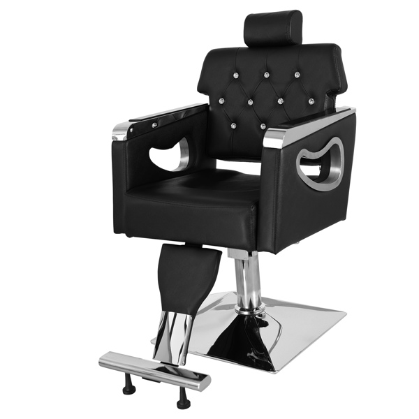PVC皮套 电镀方盘带搁脚 可放倒 理发椅 300.00lbs 黑色 HZ88111 N001-21