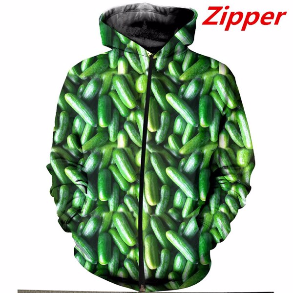 时尚3D印花泡菜服装艺术街头服饰男式女式套头衫趣味中性连帽衫/运动衫/拉链TY-2300-4
