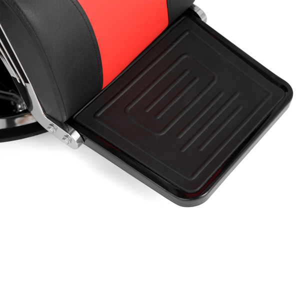 PVC皮套 ABS扶手壳 圆盘带搁脚 可放倒 理发椅 300.00lbs 红黑色 HZ8702C N002-44