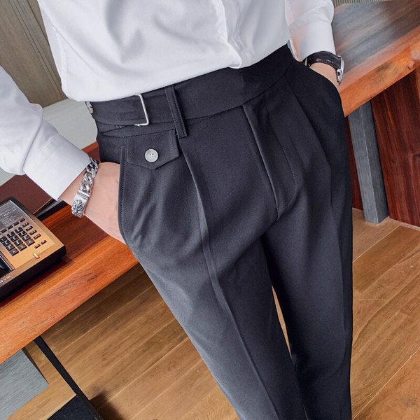 个性男装长裤办公室社交商务套装休闲修身婚礼街头长裤Pantalone Hombre-4