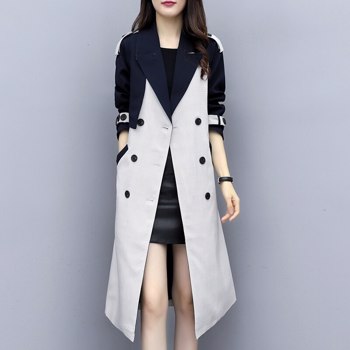 新款秋季白色风衣女式长袖V领复古韩国时尚优雅女士披风街头装